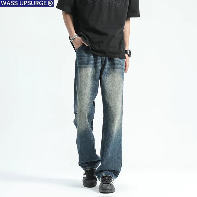 WASS UPSURGE牛仔裤男士秋冬季新款宽松直筒阔腿裤休闲长裤子春秋