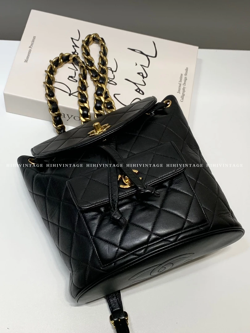95新 Chanel/香奈儿 黑金中古Duma双肩包 小号 2开 二店/5622664