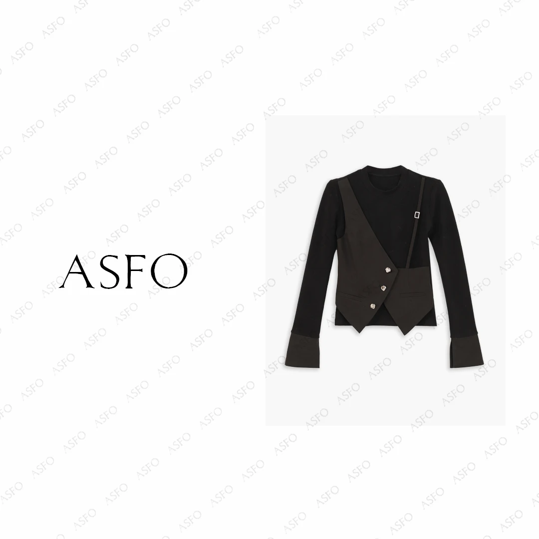 【AS异铜】25新气质高级假两件磨毛保暖修身小衫AS25DZZ00806