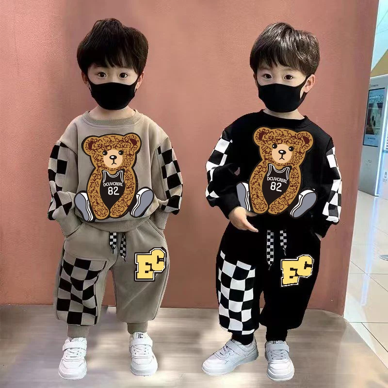 男童秋装小熊卫衣套装春秋新款帅气儿童小宝宝洋气上衣长裤两件套