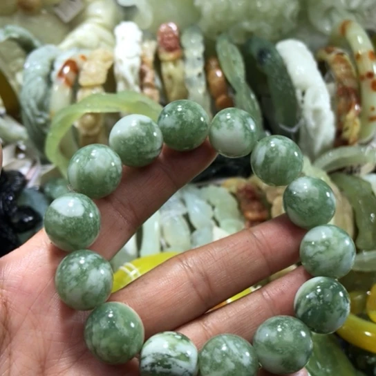 岫玉未镶嵌手镯老油翠