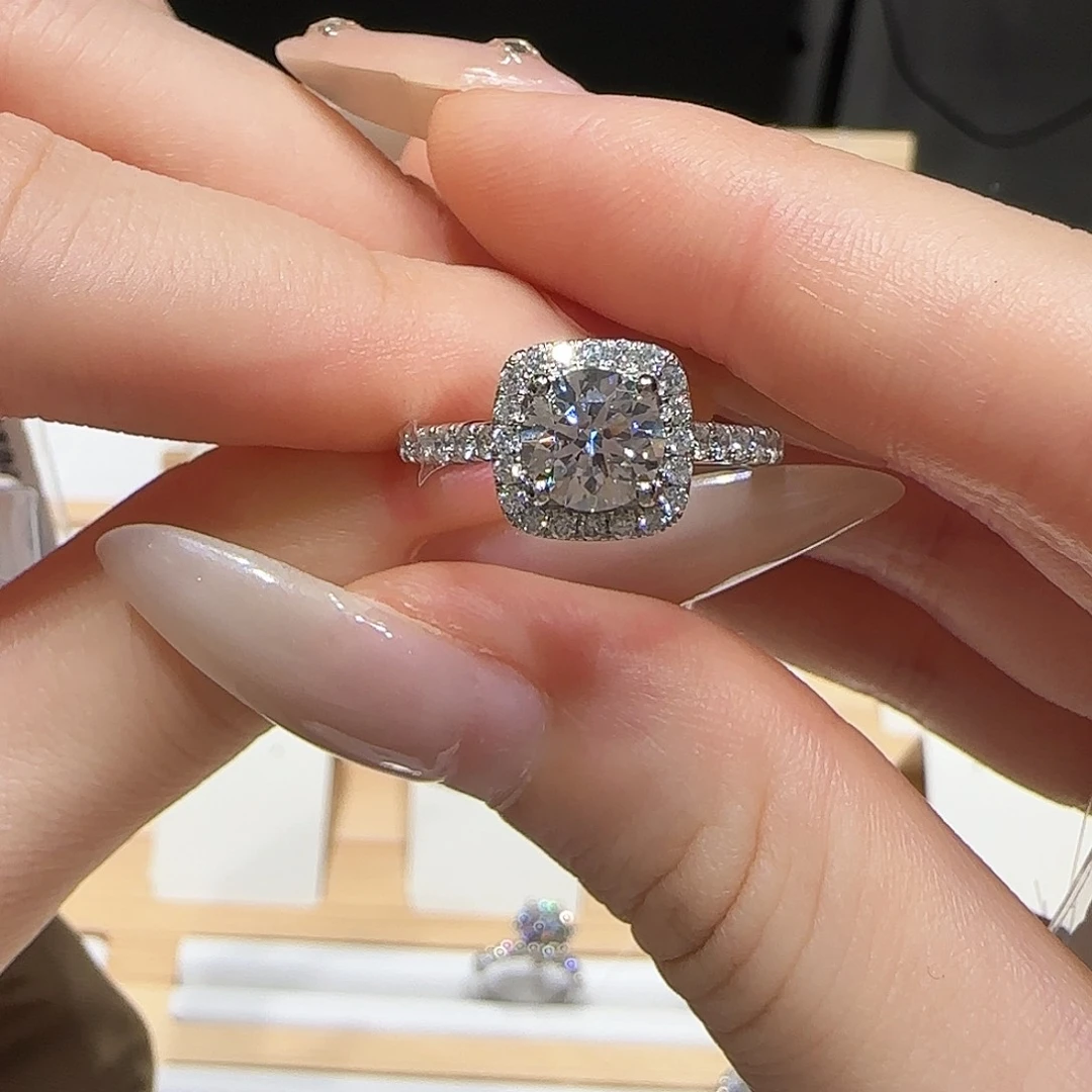 铂Pt950镶嵌实验室培育钻石一卡方包圆 11-16圈