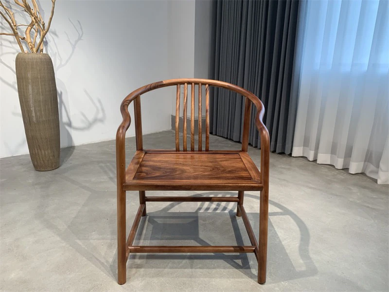 南美胡桃木简约复古新中式梳条圈椅（不包邮）家用禅意茶桌椅茶椅