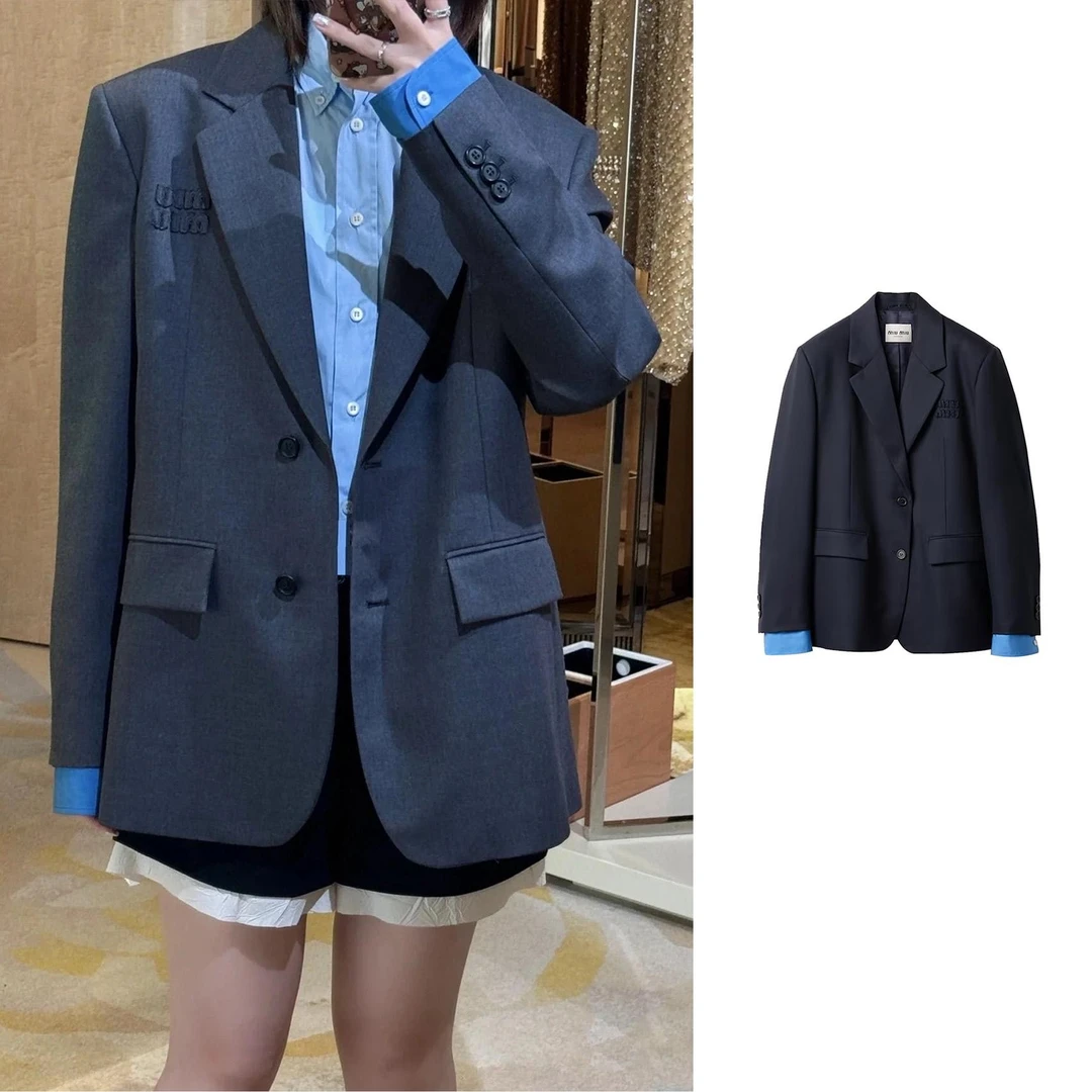 MIU MIU/缪缪深蓝色假两件西服外套 MH1974-16E8-F0124