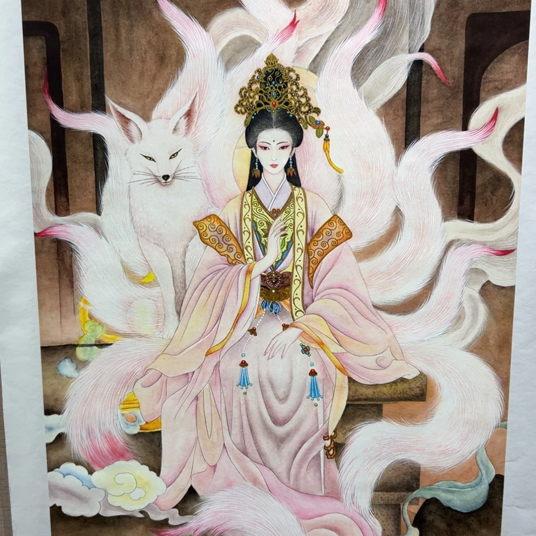国画李老师粉色九尾娘娘