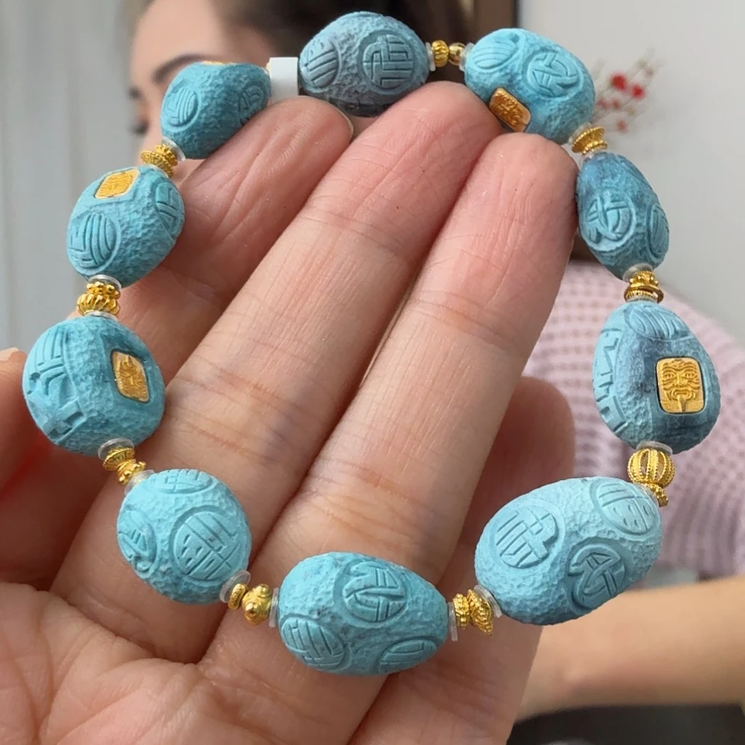 *****绿松石18K金镶嵌珠宝奇石