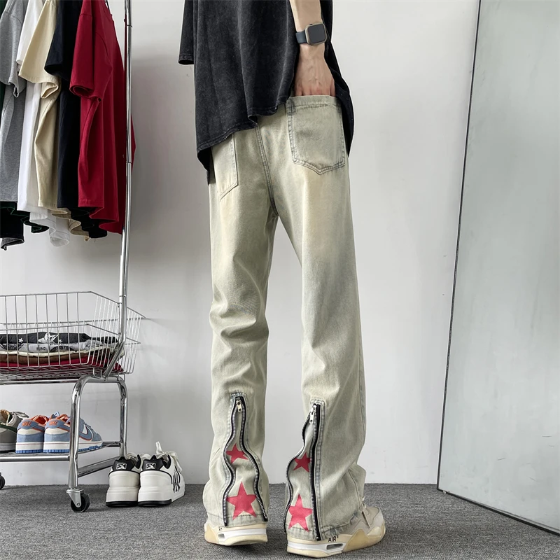 DeweLvum匠心制作！一眼就爱上!复古做旧休闲宽松透气直筒牛仔裤男