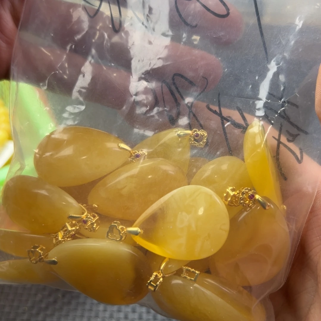 银S925镶嵌颈饰琥珀多样性拍一发一