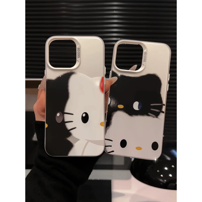 黑白kitty适用苹果17pro手机壳16pm彩银ins华为p80荣耀oppo小米17