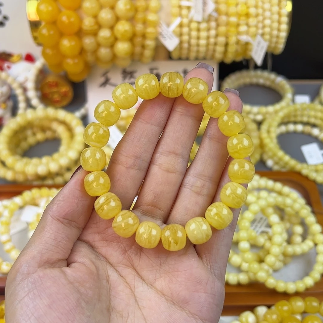琥珀未镶嵌手链11mm 浓腊虎皮