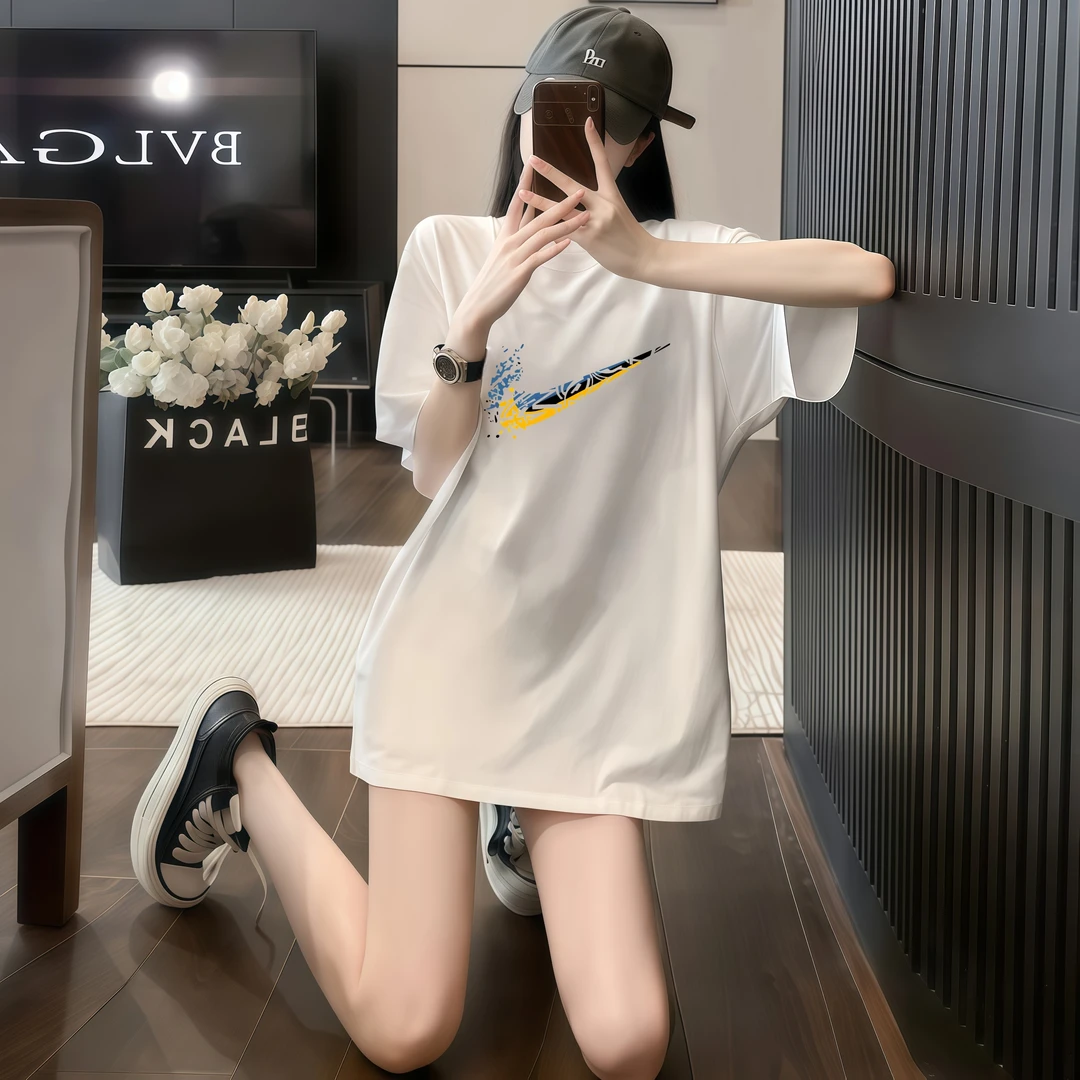 奥特莱斯官方正品轻薄柔软纯棉短袖t恤女2025新款百搭宽松上衣ins