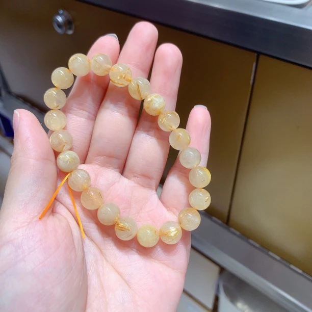 天然金发晶8-9mm散珠圆珠DIY手工饰品配珠多样性发货拍一发一
