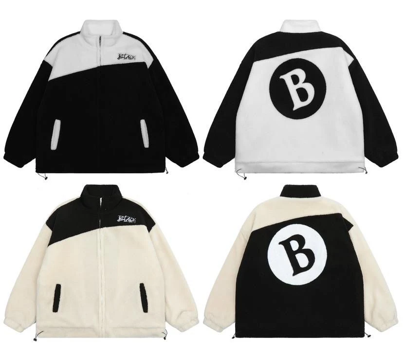 糕糕毛 黑8系列 立体拼接 美式复古潮牌外套6211