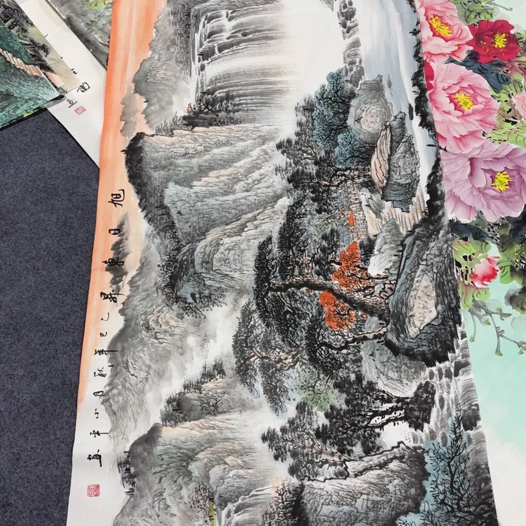 飞***鸟国画180×70淡雅山水画画画