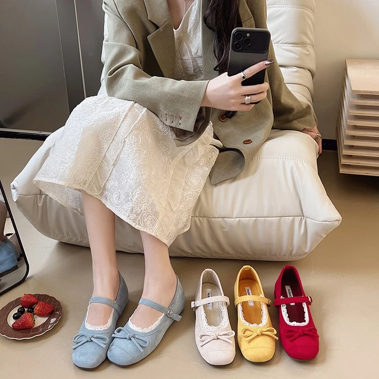 【退货补运费】玛丽珍鞋季新款平底方头一字扣带浅口单鞋6133