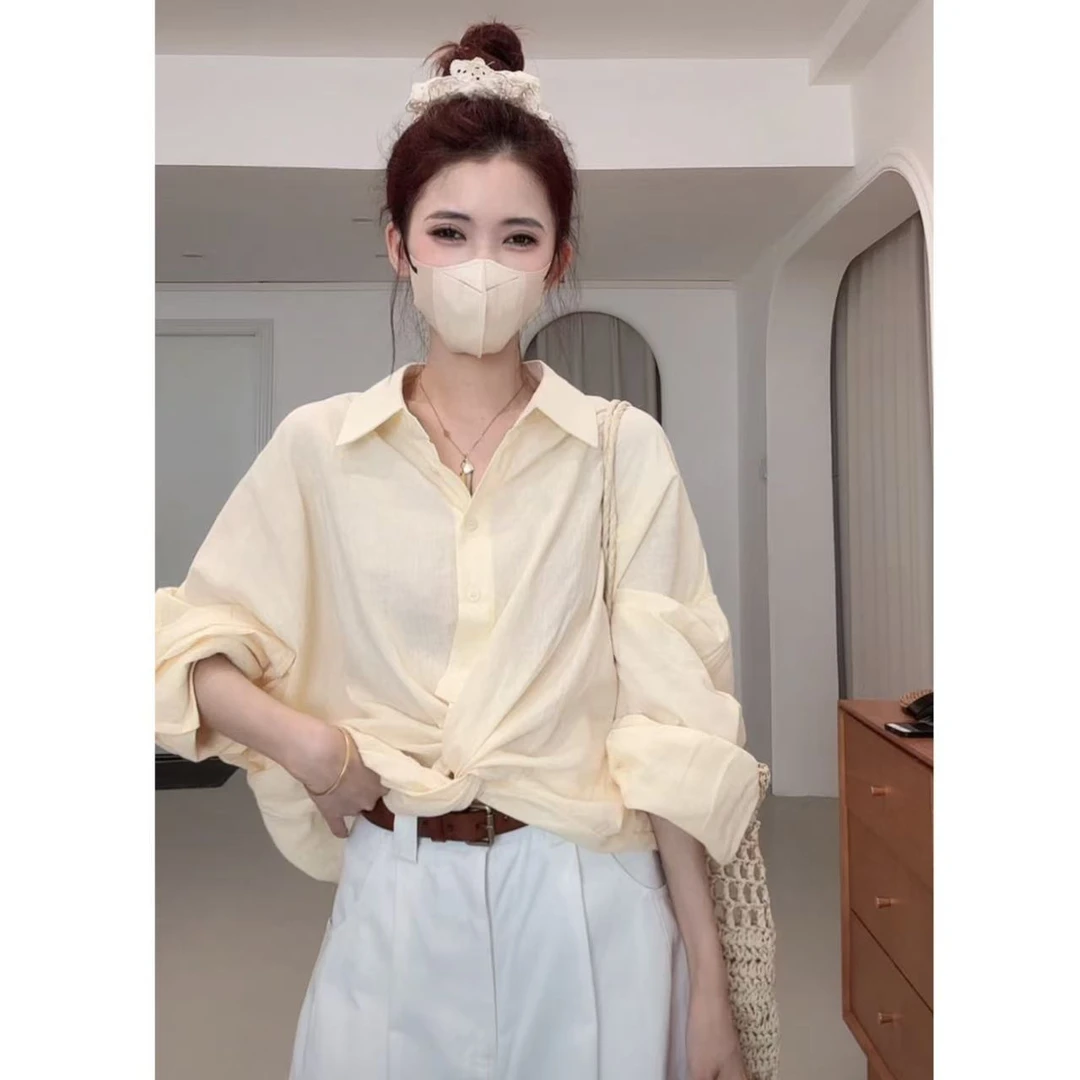 法式抽褶单排扣开衫长袖衬衫6802 衣长58