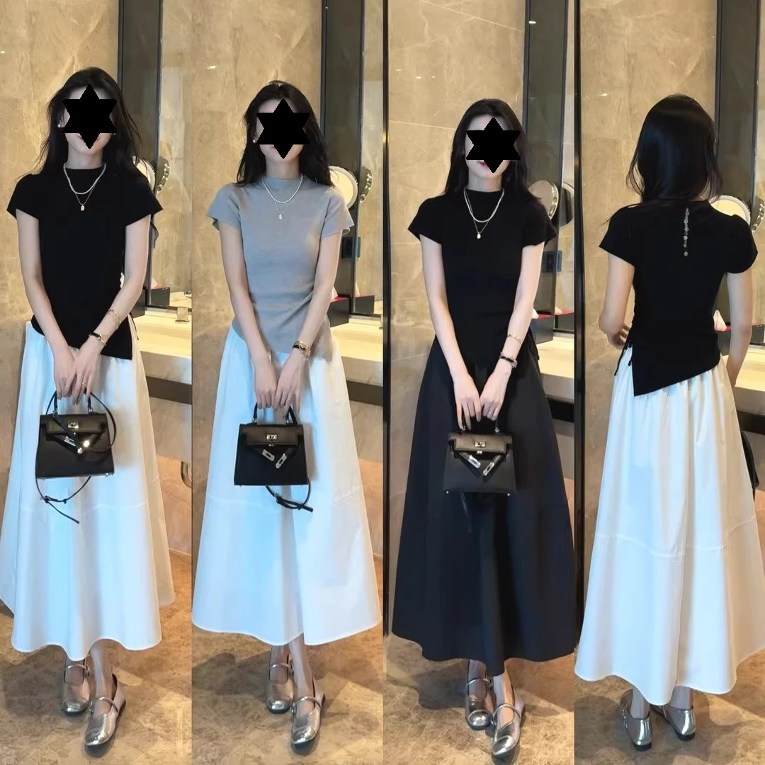 时尚休闲套装一整套夏季新款短袖简约高级上衣套装女两件套高级感