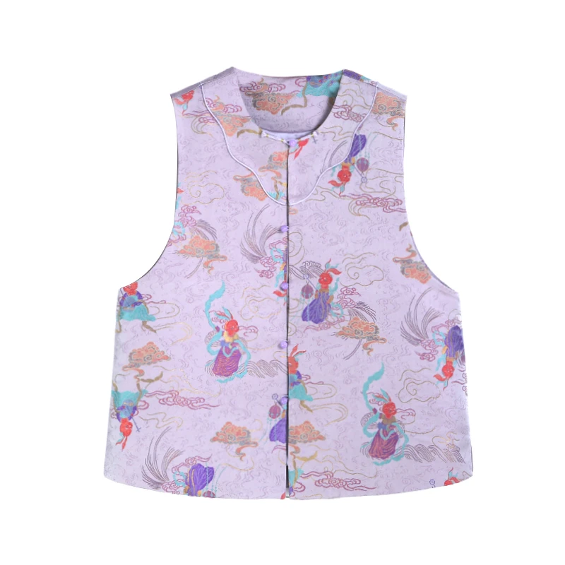 竹熊猫玉兔仙子织金仙子赴宴宋锦圆领正襟花式扣马甲12517-3-4