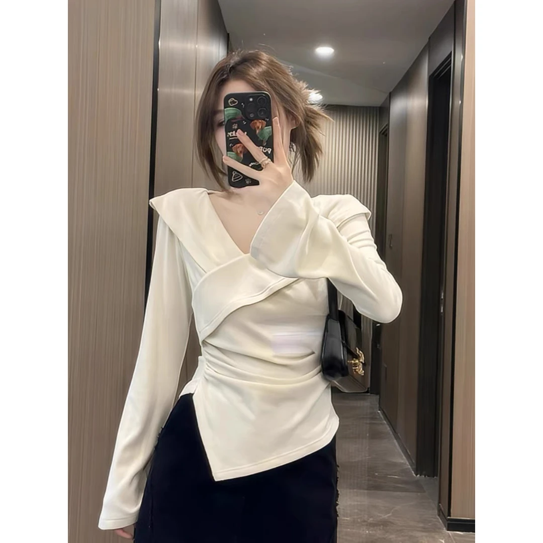【又又】气质加厚抓毛上衣打底衫女冬大码纯欲辣妹显瘦遮肚T恤8221
