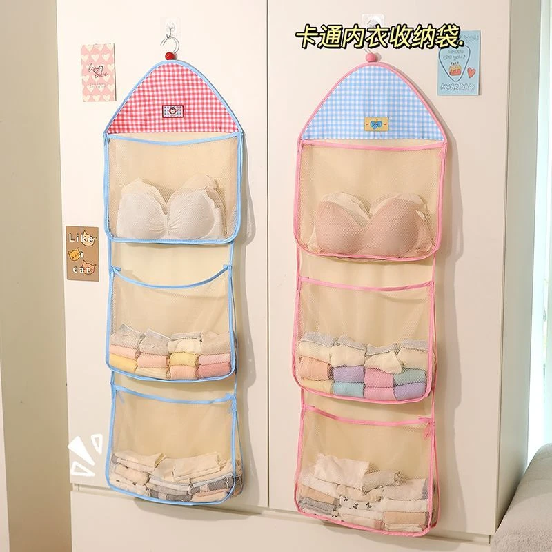 拉链式收纳挂袋袜子收纳壁挂式网兜内裤内衣收纳神器衣柜物袋Q