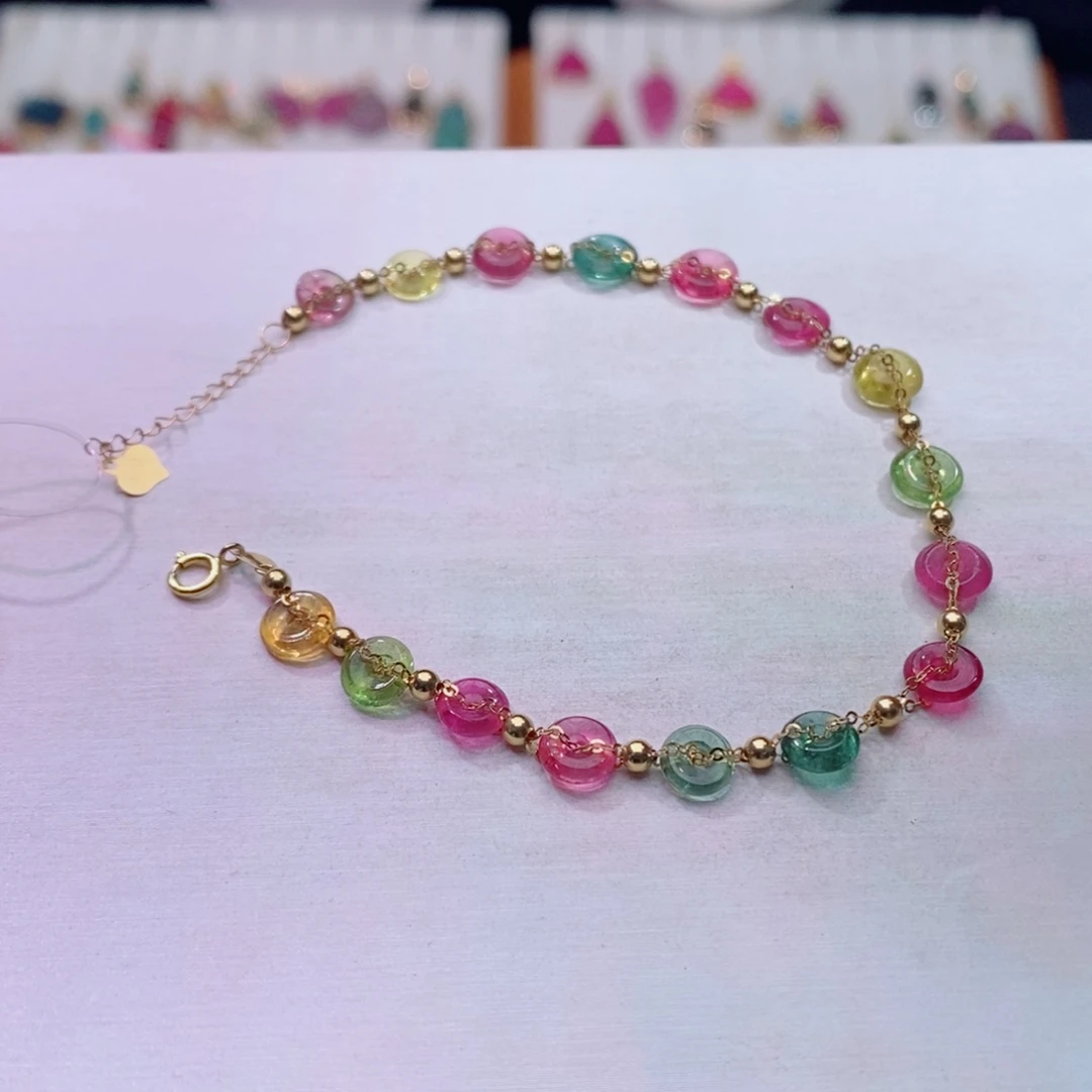 手链18K金镶嵌碧玺碧玺A手链