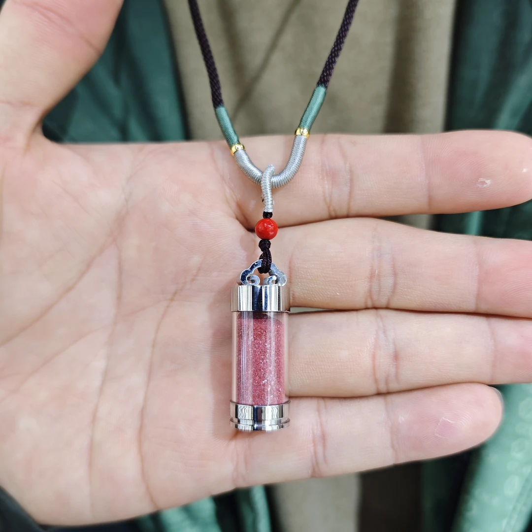 含辰砂工艺品朱砂圆柱编绳项链7772