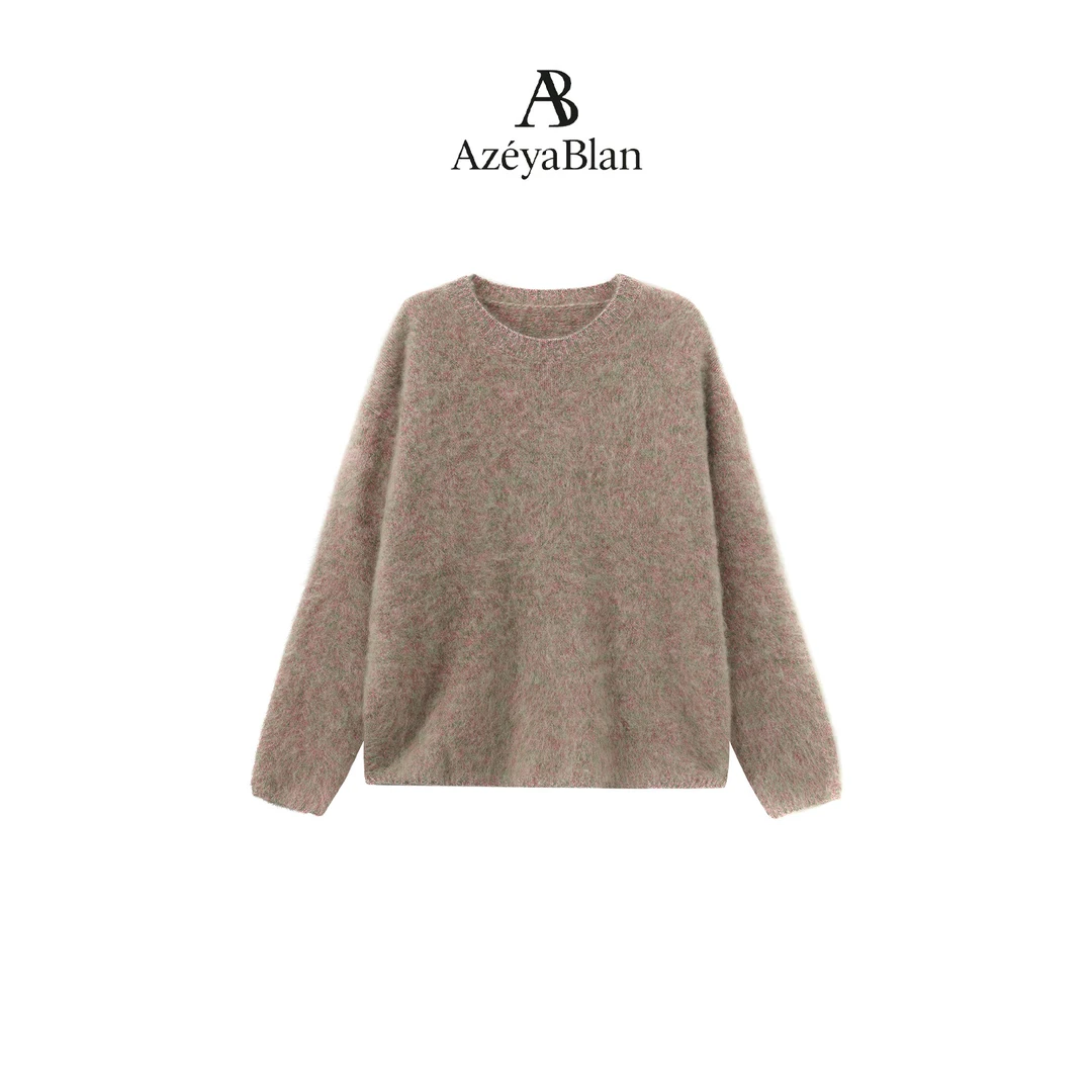 AzeyaBlan 【秋韵漫想】 圆领羊毛花纱拉绒宽松毛衫 F161