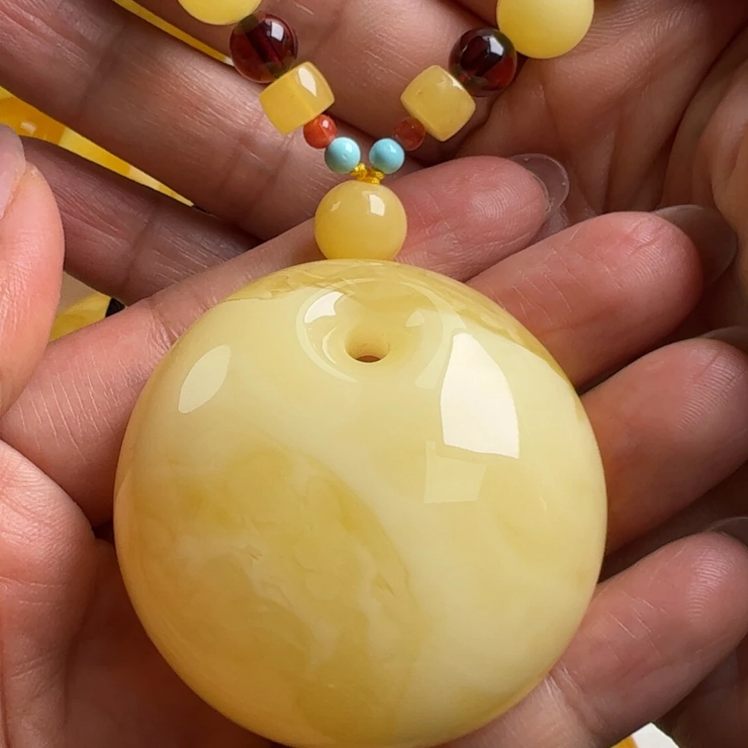 蜜蜡毛衣链未镶嵌无烤色无优化无补胶无煮蜜无辐照