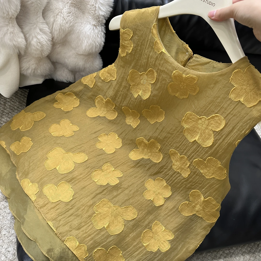 【锦衣鹊羽】富贵花无袖黄背心款小衫