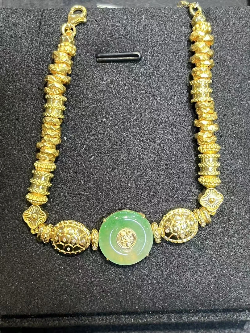 小雨店长力推！天然翡翠A货18k足金手链（多样性团购发一件）