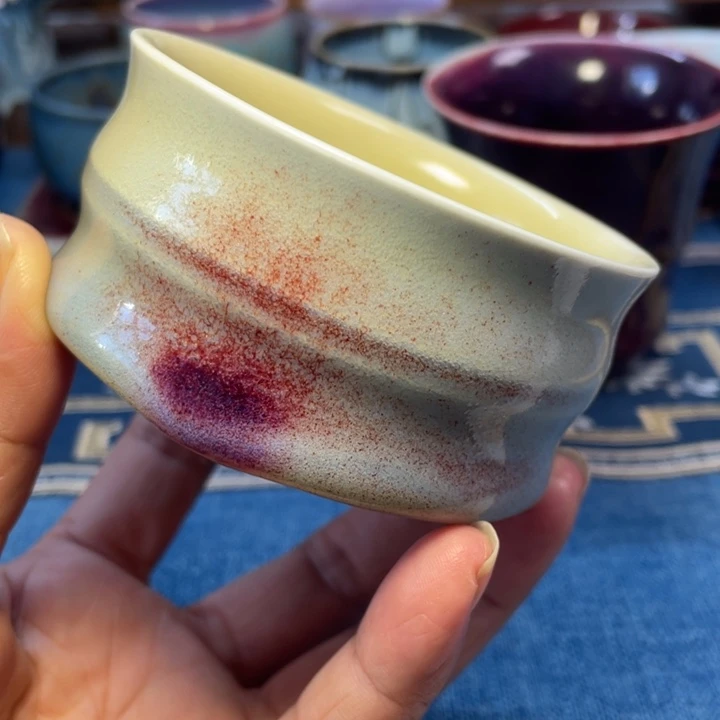 摆件鸡油黄手工竹节杯