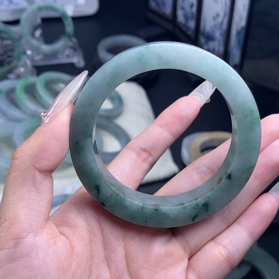 *****定制翡翠未镶嵌正圈有冰丝