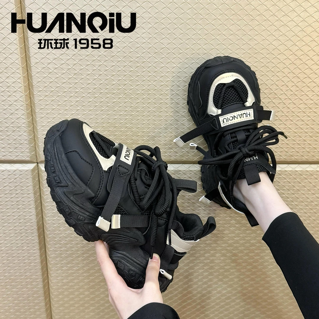 2025夏秋季新款透气运动百搭网红休闲鞋厚底老爹鞋女