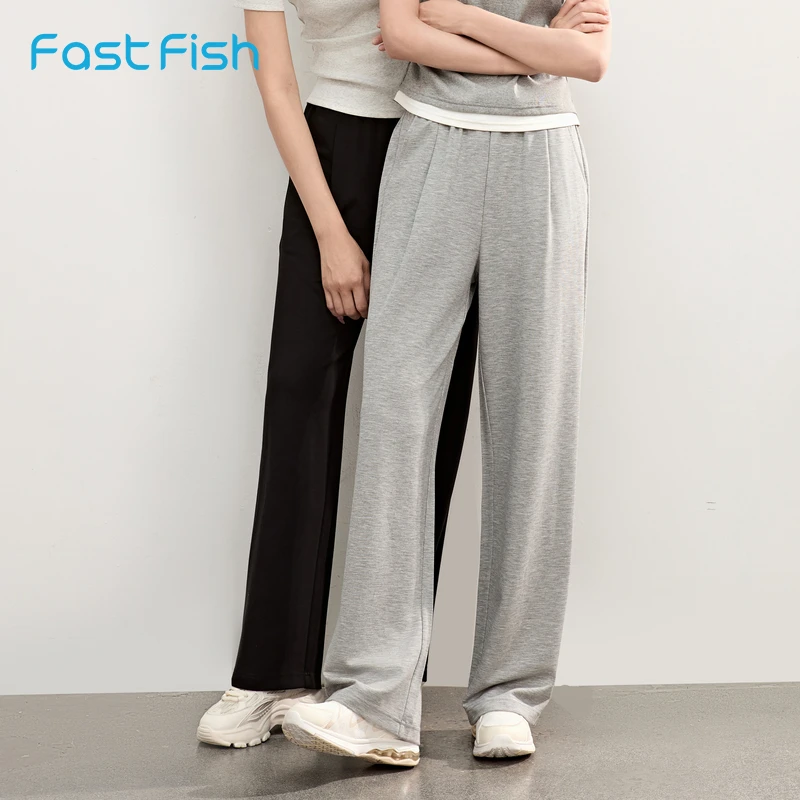 快鱼2025年夏季新款女士直筒休闲裤显瘦遮肉亲肤透气宽松舒适百搭