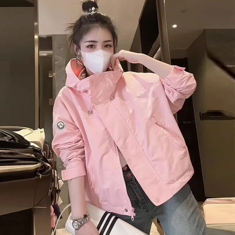 2025春秋季新款冲锋衣女士短外套连帽风衣夹克上衣女装爆款