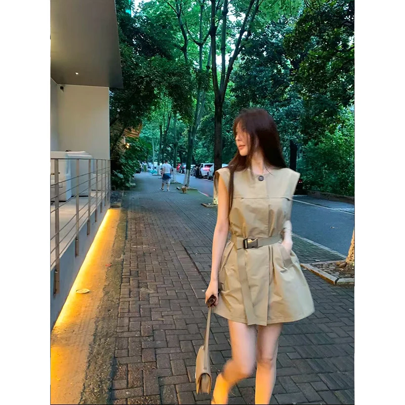 【张稚昂studio】法式英伦轻奢风格子气质连衣裙收腰背心裙 含腰带