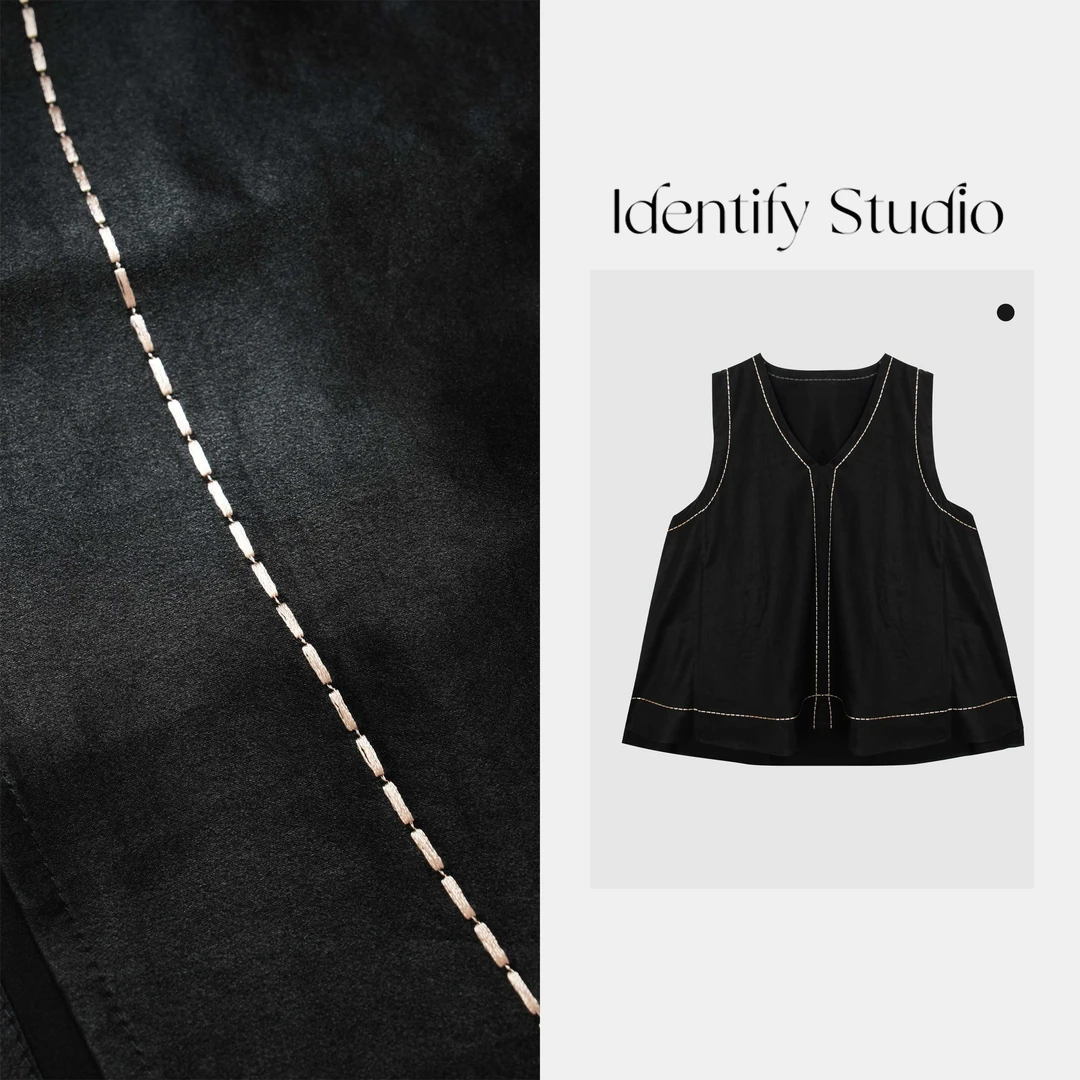 IDENTIFY"如墨"夏季新款简约高级明线无袖马甲上衣25SS CY07005