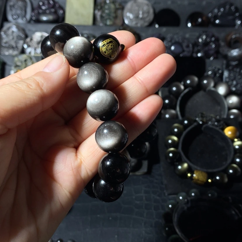 【闪购商品】黑曜岩手串未镶嵌大*