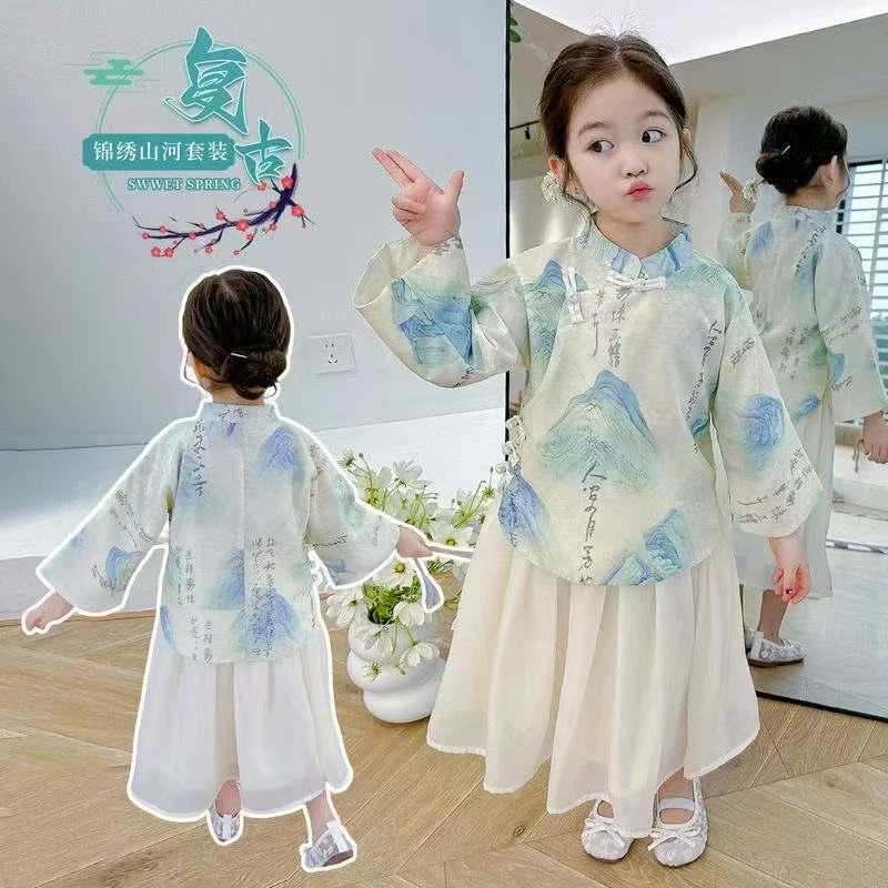 女宝国风盘扣套装女宝新款091