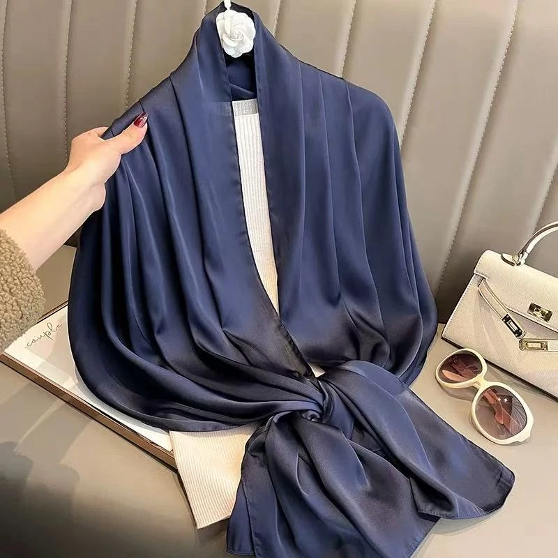 纯色女不掉色法式不起球薄款丝巾夏季轻奢慵懒风韩系
