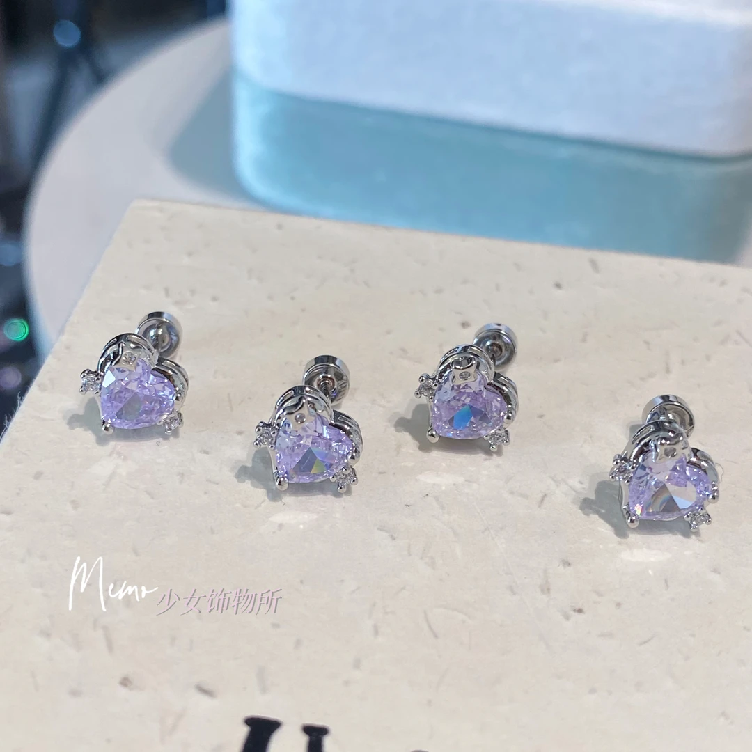 铜合金锆石耳饰 E099 木槿 时尚气质百搭少女耳蜗耳骨耳垂钉