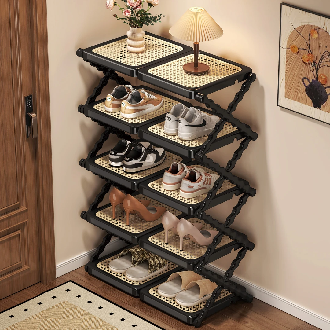 藤编简易折叠鞋架子家用门口多层省空间藤编中古2025款简易鞋架子