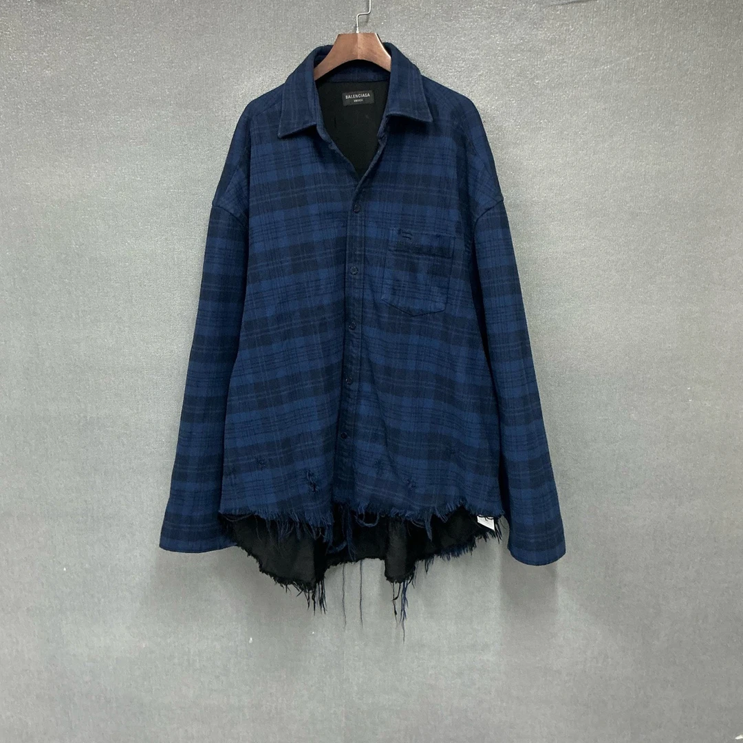 99新 Balenciaga/巴黎世家 双钩刺绣流苏格纹外套 99新1码 6562