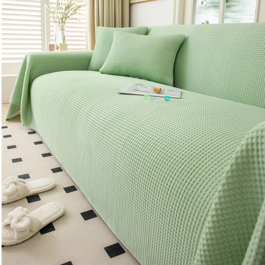 【冰豆豆华夫格】高级感冰丝通用新款万能全包围全盖沙发巾沙发垫