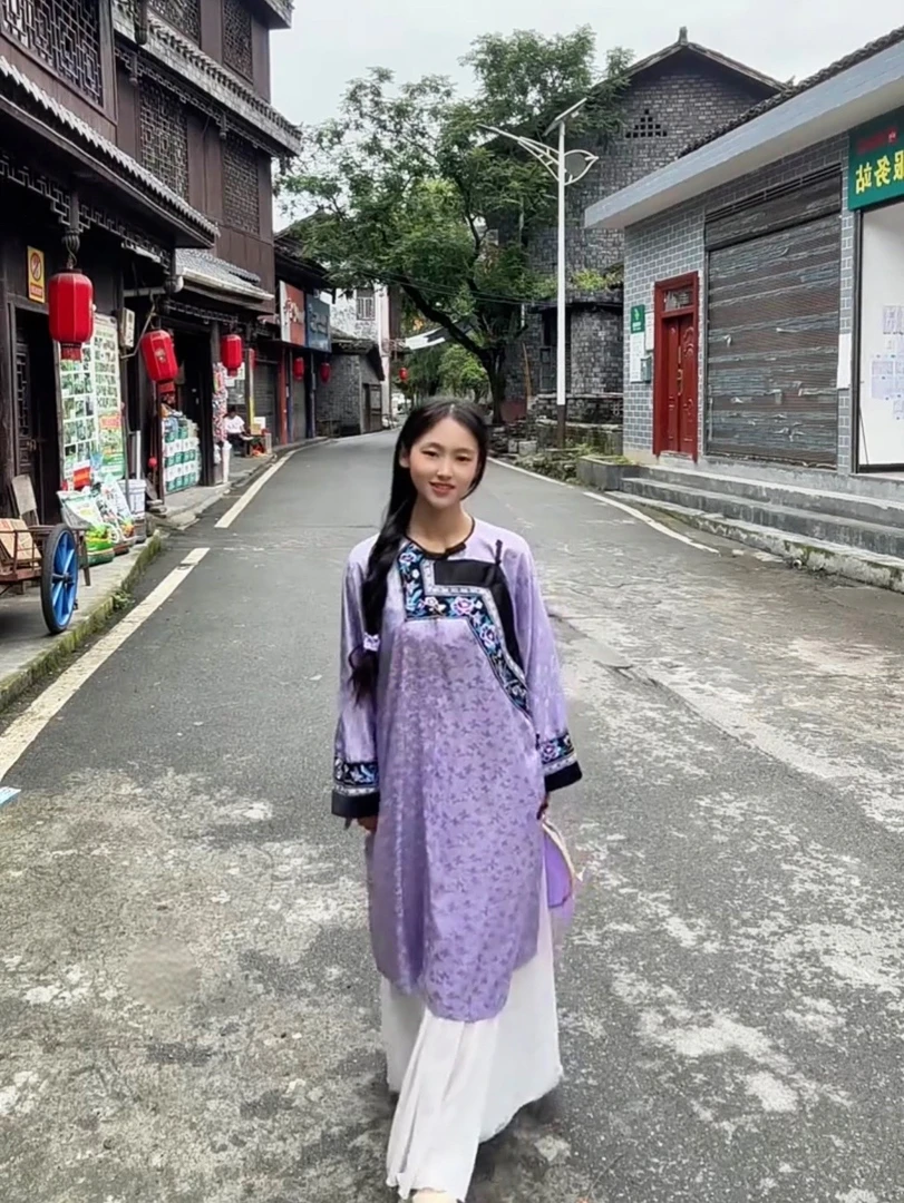 紫色民族风上衣复古中式中国风气质宽松