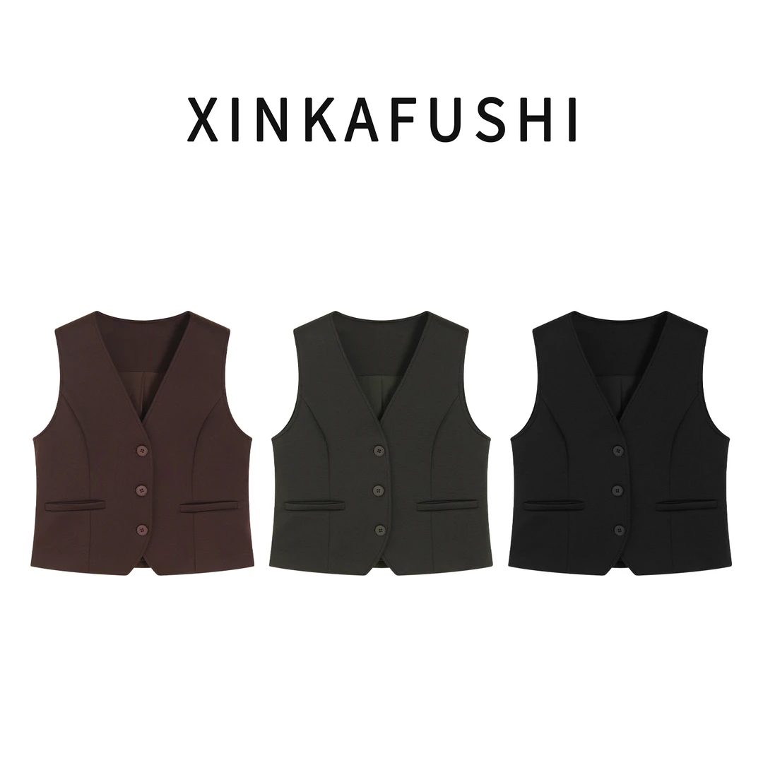【随性自在】秋季新款绵羊毛混纺基础时尚百搭背心马甲YN3248