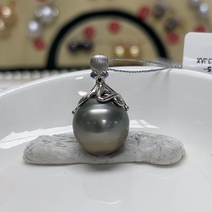 颈饰银S925镶嵌海水珍珠大溪地 15-16mm 32号