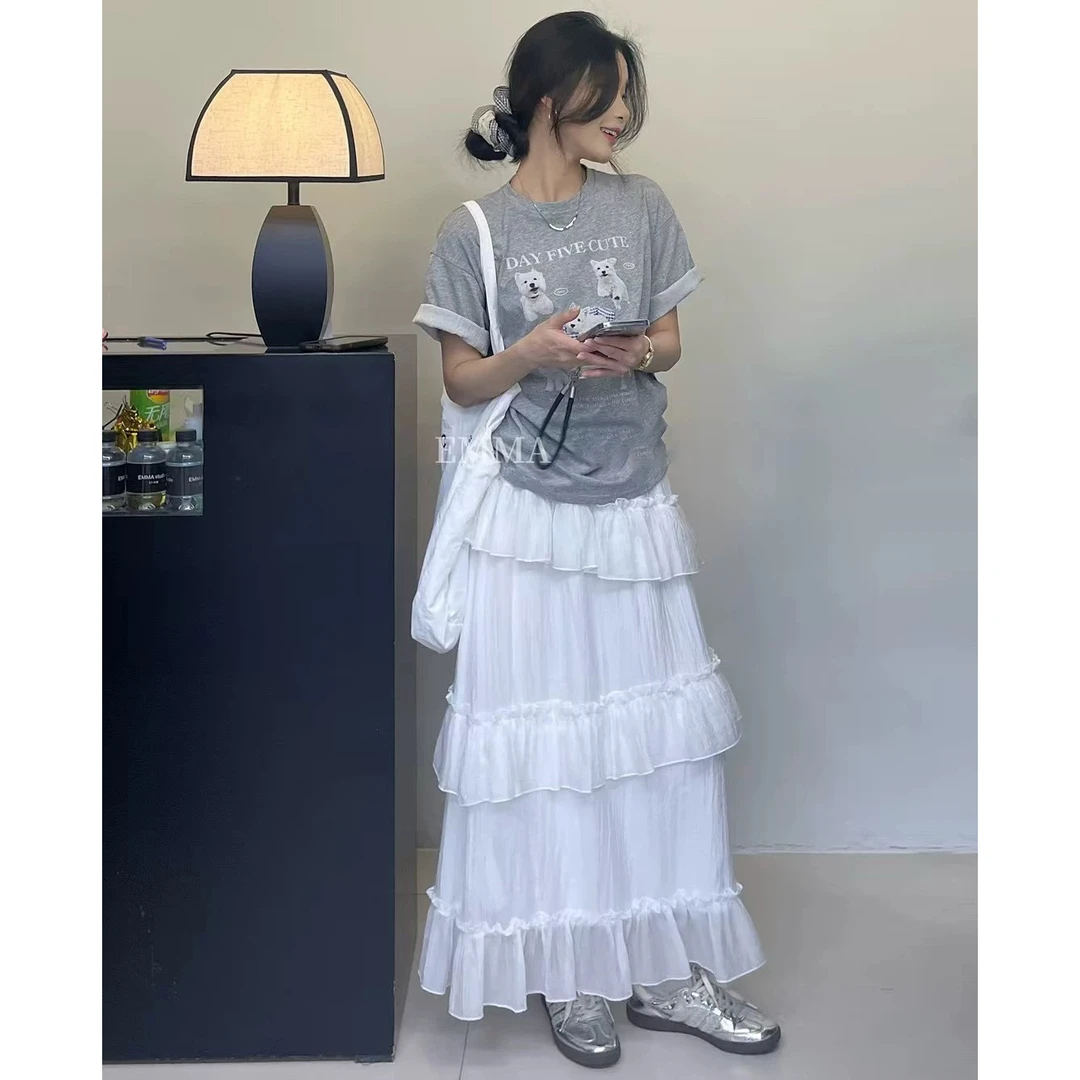 无印心匠 K809 小狗印花T恤+蛋糕半身裙&韩系 两件套 女 D25832-1