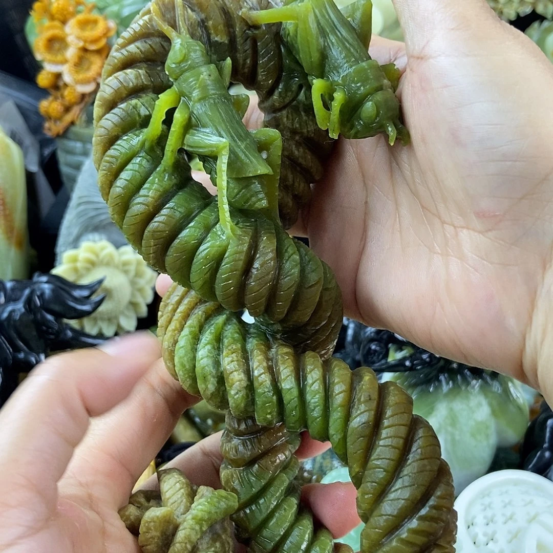 李***蛇纹石玉合金手把