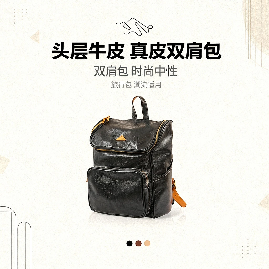 UNISOUL轻奢真皮双肩包女潮流旅行包男时尚中性双肩背包 2003